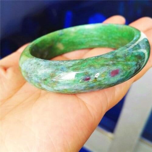 Precious Natural Ruby Zoisite Gemstone Round Fashion Woman Female Natural Stone Bangle Inner Diameter 55mm
