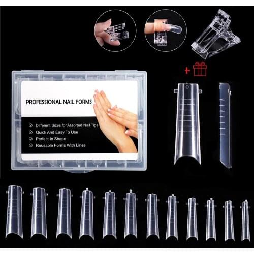 Quick Building Mold Tips Finger Extension Nail Dual Forms with Storage Box Nail Art UV Builder Poly Nail Gel Tools