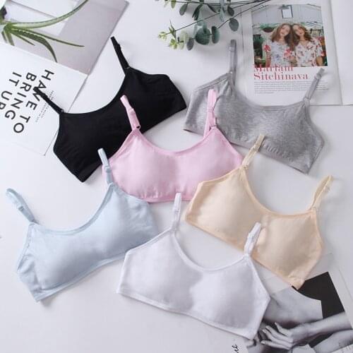 Cotton Girls Bra Elastic Teenage Underwear Sports Bra Adjustable Bra with Chest Pad Kids Seamless Bralette Sport Clothing 12-18Y