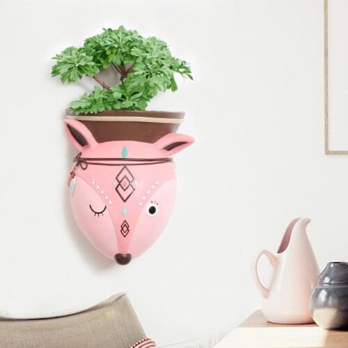 Indian ethnic style cartoon creative animal wall decoration wall hanging flower pot green plant pendant vase home decoration