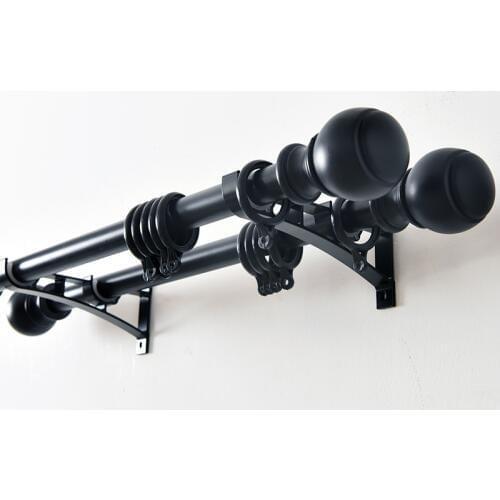 European style Curtain Pole Rod Curtain Rail With Curtain Rod Rings Single Double Pole Thick Aluminum Alloy Curtain Accessories