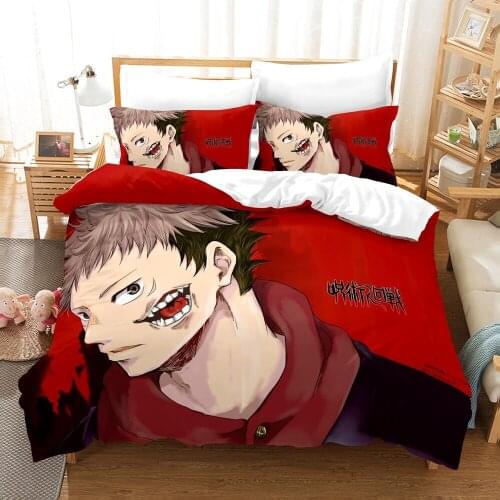 Jujutsu Kaisen Bedding Sets 3 Pieces Anime Cartoon Print Duvet Cover Festival Gift 140x210cm Quilt Cover Pillowcase Home Decor