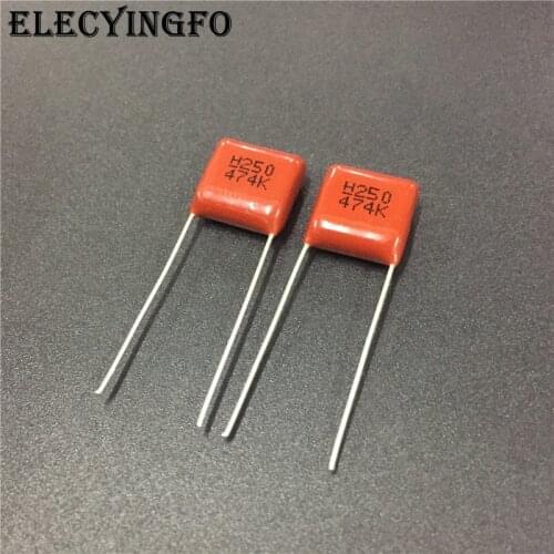10pcs CBB capacitor 474 250V 474K 0.47uF 470nF P10 CL21 Metallized Polypropylene Film Capacitor