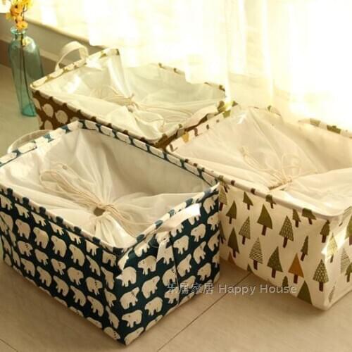 Zakka South Korea foreign trade export cotton fabric printing beam storage basket debris desktop storage basket basket zero
