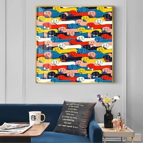 Creative Colored Dog Canvas Painting Colorful Animal Posters and Print Wall Art Picture for Living Room Home Decoration Unframed