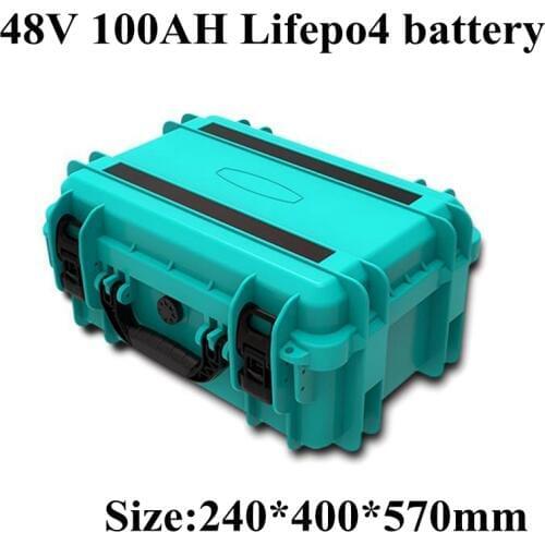 48V 100Ah LiFepo4 Lithium Battery Pack Waterproof with BMS for Golf Trolley UPS Marine Home Storage System Boat Solar System+10A