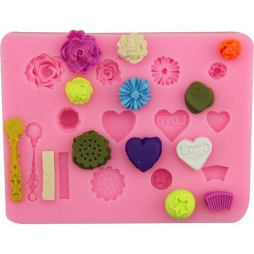 Love rose star silicone sugar chocolate cake mold dessert gypsum gel soap mold DIY baking decoration