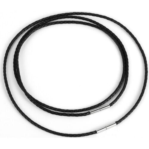 Minimalist Fashion Men Genuine Leather Necklace Stainless Steel Buckle Black Leather Choker Chain Punk Jewelry Gift 45/55/65cm