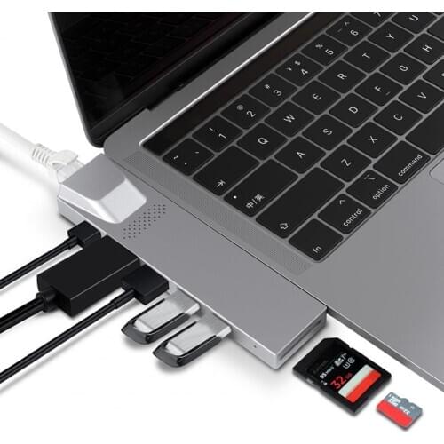 YSTC0168 Multifunctional 4K HD Video Output Type-C Hub Docking Station Adapter Converter for MacBook Laptop Hub Aluminum Alloy