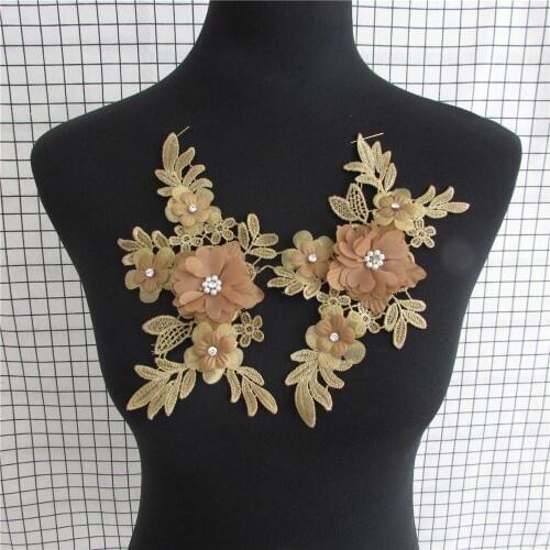 Fashion High-quality sewing lace applique neckline exquisite decoration handmade trim embroidery fabric accessories lace fabric