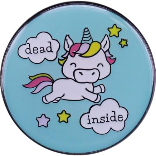 Dead Inside Unicorn Soft Enamel Pin Kawaii Flair Emo Funny Gifts For Best Friends