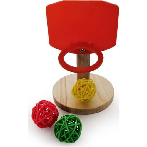 Parrot Basketball Toy Set Small Bird Training Toy Bird Intelligence Toy with 3PCS Rattan Balls Pet Mini Basketball Stand Set Toy