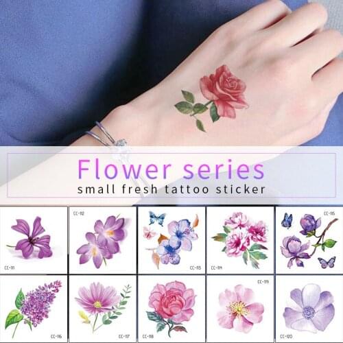 Temporary Tattoos Sticker for Women Body Art Tattoo Sticker 3D Butterfly Rose Flower Feather Tattoo Waterproof 6X6cm Gift