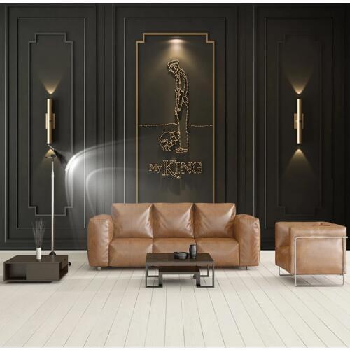 Custom Mural Wallpaper Black European Style 3D Stereo Golden Abstract Border Wall Painting Living Room Study Luxury 3D Stickers