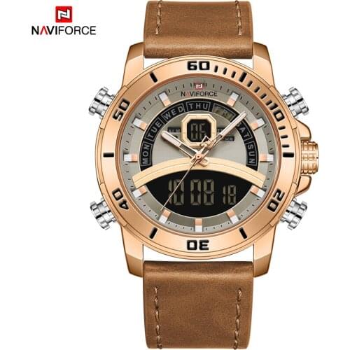 NAVIFORCE 2021 new fashion brand mens sports watch mens military LED display quartz watch automatic date 30M waterproof clock