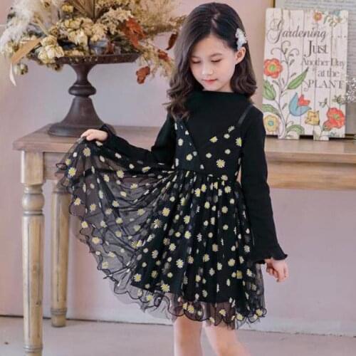 Girls New Childrens Princess Dress Sequined Small Daisy Long-sleeved Prom Dress Baby Girl Clothes Children Dress Girl Clothes