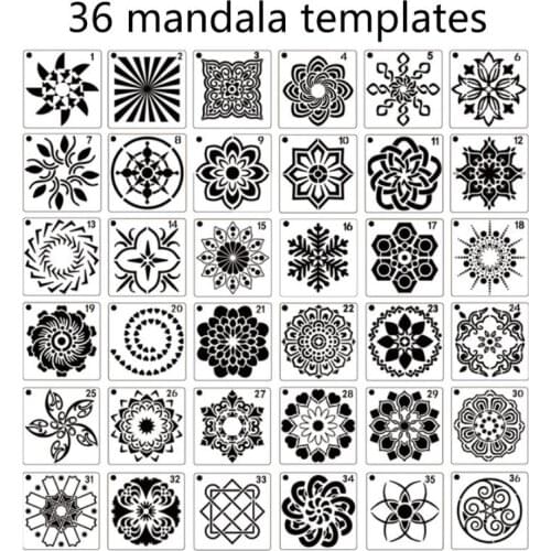 P82F 56 Pack Mandala Dot Painting Templates Stencils, Small Mandala Template Stencils for DIY Art Project Rock Painting
