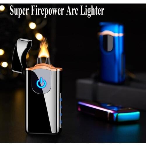Creative Plasma Lighter Windproof Electric Candle Lighters Single Arc Super Firepower Power Dispaly USB Rechargeable Lighter