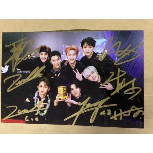 Hand signed WayV autographed group photo 4*6 Award ceremony 1219A