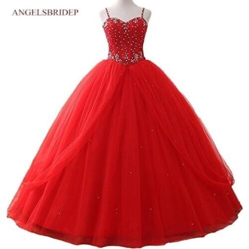 Sexy Quinceanera Dresses Vestido 15 Anos Fashion Spaghetti Straps Beading Bodice Floor-Length Sweet 16 Debutante Party Gown