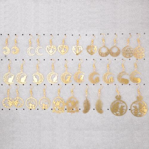 Japan Gold color Anime Alice in Wonderland Sailor Moon cat earrings die-casting feather drop dangle earring jewelry for women