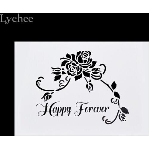 Scrapbooking Card DIY Album Masking Spray Painted Template Drawing Stencils Laser Cut Templates Embossing Happy Forever