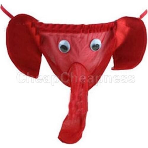 Elephant G-string Panties Sexy Mens Boy Black/Red/Leopard Thong Briefs T-Back Underwear Polyester Lingerie