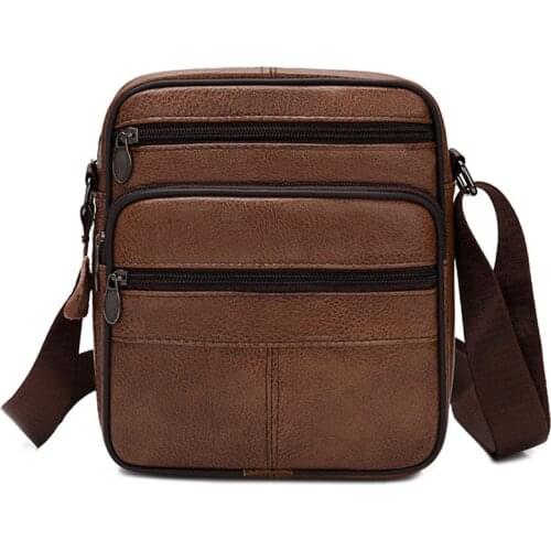 Mens Messenger Bags Genuine Leather Vintage Casual Crossbody Small Shoulder Bags for Men Male Handbags Business Bags Travel Bag