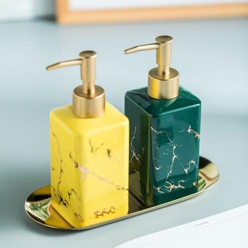 Light Luxury Ceramic Bathroom Hand Sanitizer Bottle, Toilet Disinfection Press Bottle, Household Bathroom Decoration Products