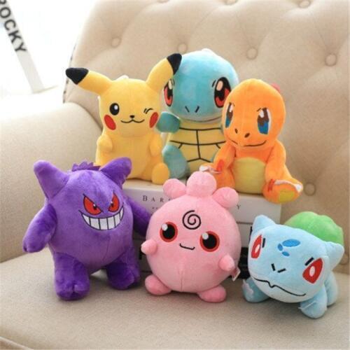 TAKARA TOMY Cute Pokemon Plush Doll Pokemon Wears Hat Picachu Movie with Pendant Brooch Pendant Kids Christmas Birthday Gift
