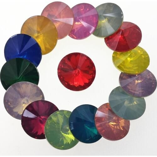 TopStone 100pcs 8,10,12,14 16 18 mm Resin Opal Round Rivoli Rhinestones