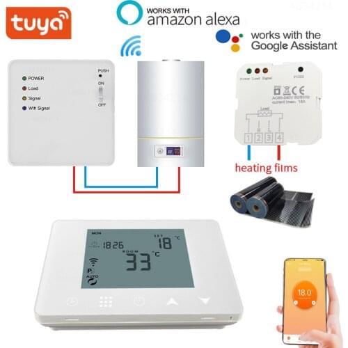 TUYA Smart Gas Boiler Wireless WIFI RF Thermostat and 6 Sub-Chamber Hub Controller Central for Floor Heating Cable/ Heat Mat