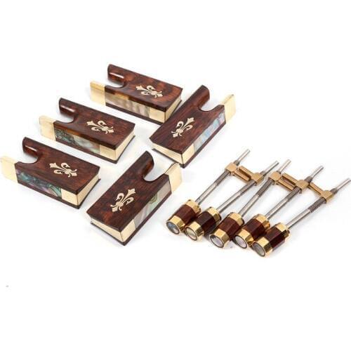 High Quality Violin Bow Frog Snakewood Frog Brass Mounted 4/4 Full Size Bow Frog Screw