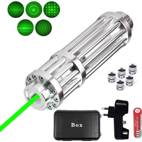 Hunting G017/R017 High Power 532nm Green Red Blue Laser Pointer Pen Flashlight Continuous Line 5000 Meters Charger+Battery+Caps