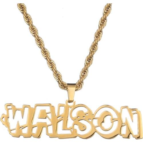 Custom Name Necklace for Men Personalized Stainless Steel Gold Hip Hop Old English Design Statement Jewelry