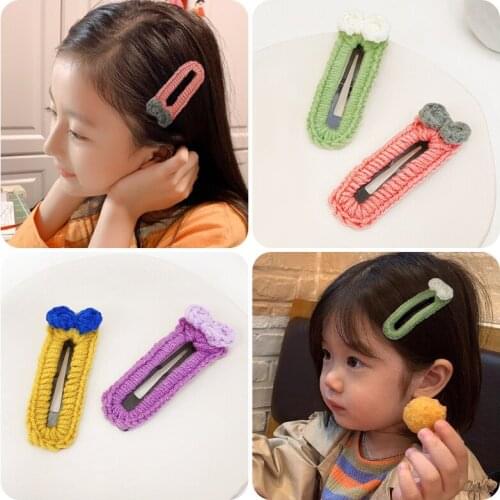 2020 Children Cute Hollow Knitting Bow Ornament Hair Clips Girls Lovely Sweet Rectangle Barrttes Hairpins Kids Hair Accessories