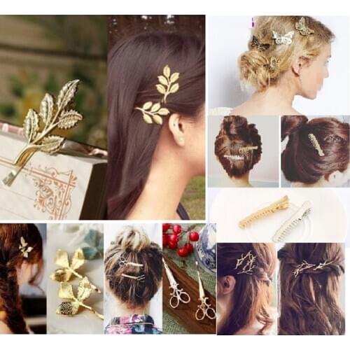 2PC 2019 Restoring ancient ways Alloy Athena branches Butterfly Leaves Image Hair Pins Fashion Women Head Wear Hair Accessories