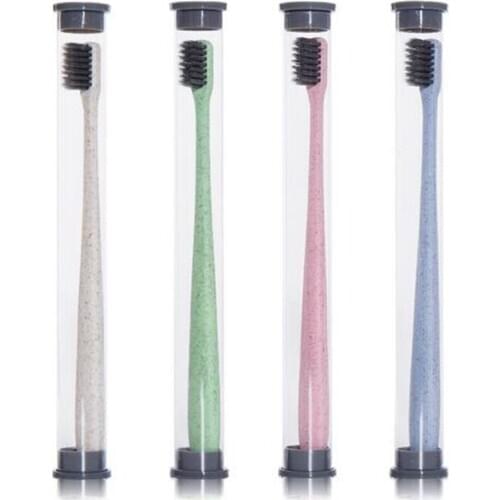 Portable Travel Toothbrush Soft Bamboo Charcoal Wheat Stalk Handle Oral Care Nano-antibacterial Toothbrush Mini Head
