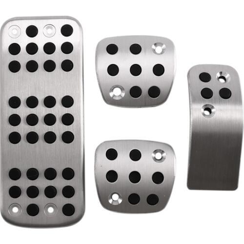 1 Set Silver Accelerator Brake Clutch Footrest Pedal Pad Stickers TTCR-II Car Accessories, for Peugeot 206 CC 206CC MT/AT