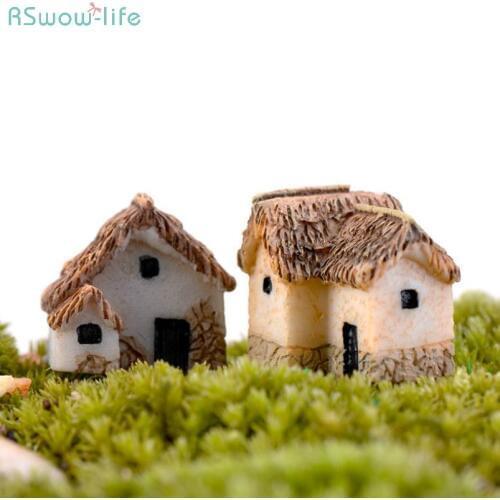 16pcs a lot Miniature Gardening Landscape Micro Village Stone Houses Thumbnail House Thatched Huts for Garden Decoration