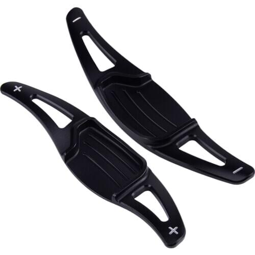 2pcs Car Black Aluminum Alloy Steering Wheel Shift Paddle Shifter Extension Gear Lever Trim Fit For Ford Mondeo Taurus Edge
