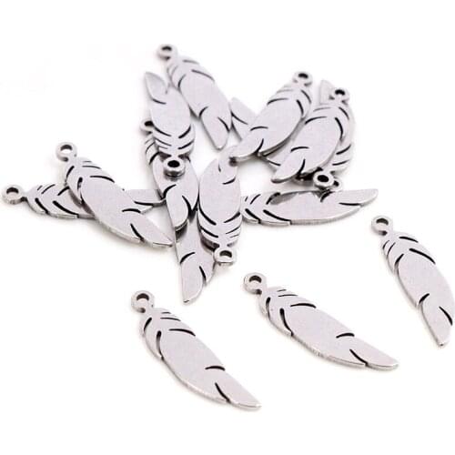 30pcs/lot 25x6mm 20x6mm Charms 316 Stainless Steel Feather leaves Leaf Cute for necklace pendant charms diy jewelry making