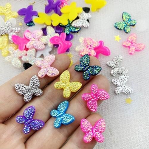 50pcs Colorful Butterfly Flat Back Cabochon Rhinestone Applique DIY Wedding Scrapbook crystal butterfly