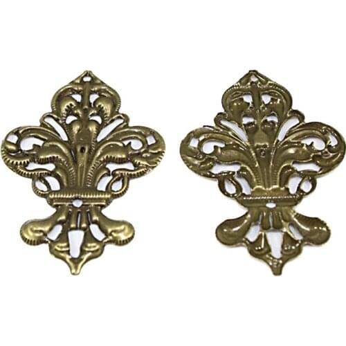 50pcs/lot Hot Diy Ancient Bronze Tone Flower Filigree Wraps Findings Metal Connectors Hair Jewelry Embellishments 50*35mm