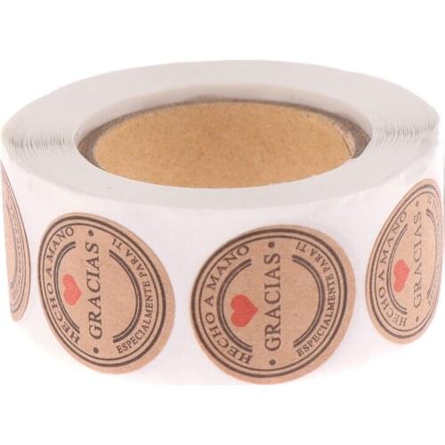 500PCS/lot Multiple Styles Kraft Gracias Spanish Thank You Labels Stickers Handmade Scrapbooking Stationery Sticker