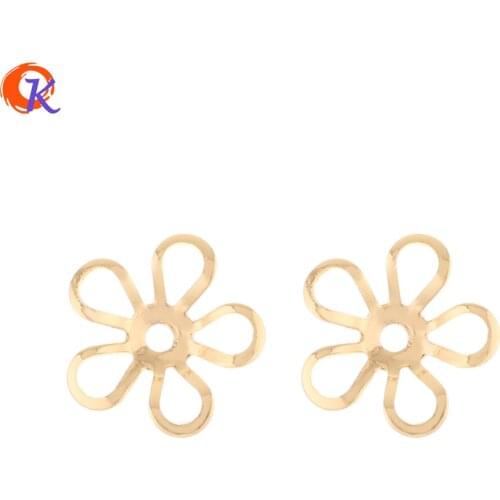 Cordial Design 100Pcs 13*13MM Jewelry Accessories/Hollow Flower Charm/Genuine Gold Plating/Earring Findings/DIY Making/Hand Made