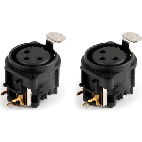 Areyourshop Sale 2Pcs 3Pole Lock XLR Female Chassis Socket PCB Panel Connector For Mic Guitar