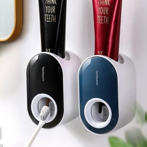 Automatic Toothpaste Dispenser Dust-Proof Toothbrush Holder Wall Mount Stand Bathroom Accessories Set Toothpaste Squeezer