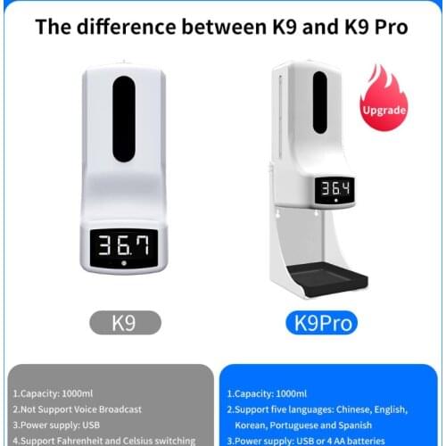 K9 PRO Thermometer Non-contact Infrared Thermometer Automatic Soap Dispenser Auto IR Sensor Alcohol Disinfectant Gel Home Clean