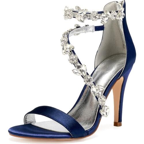 Sexy crystal thin strap rome style lady satin evening dress sandals bridal wedding party night club high heel shoes pump colors